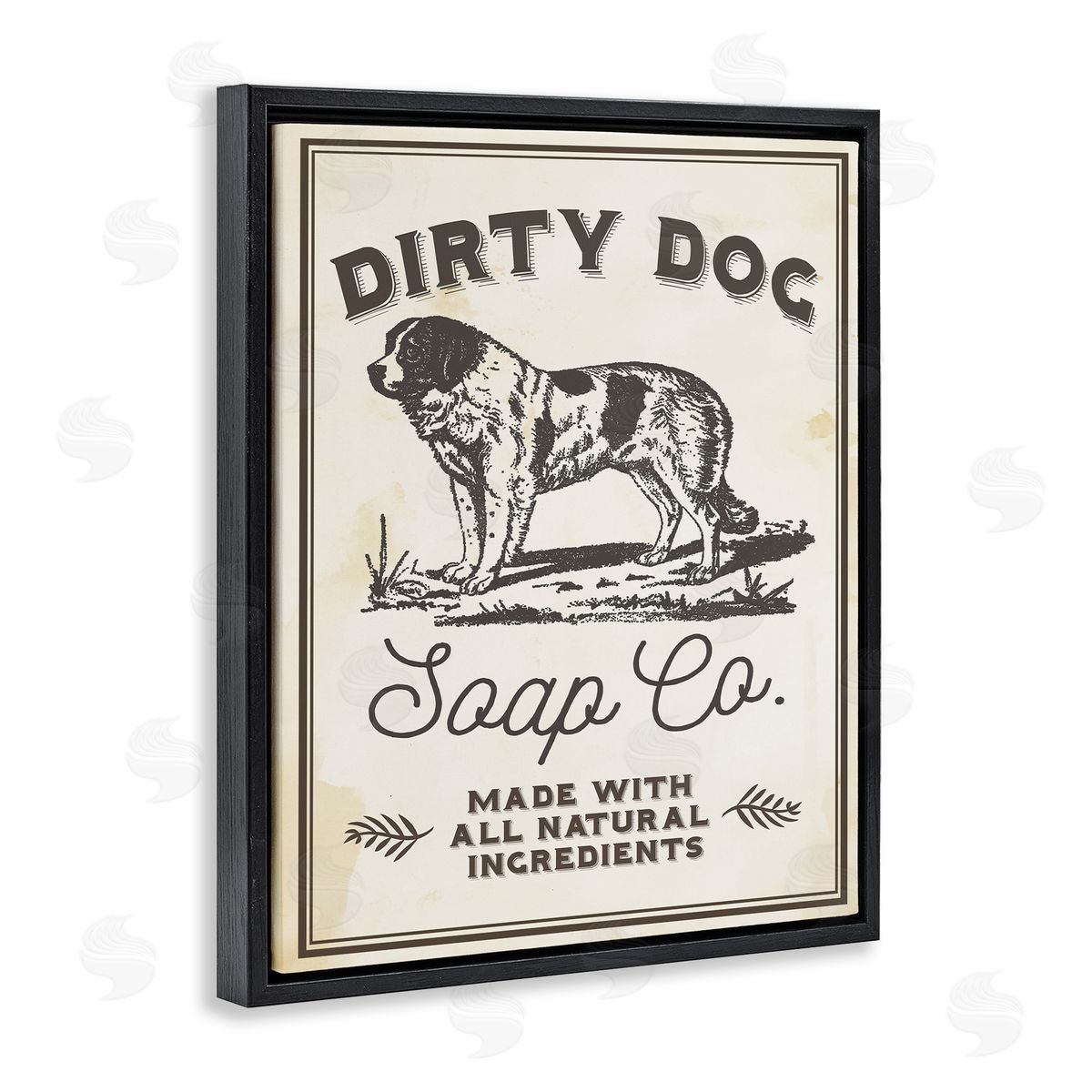 Dirty Dog Soap Vintage Sign Black Floating Frame Canvas Wall Art, Home Decor by Stupell Studio