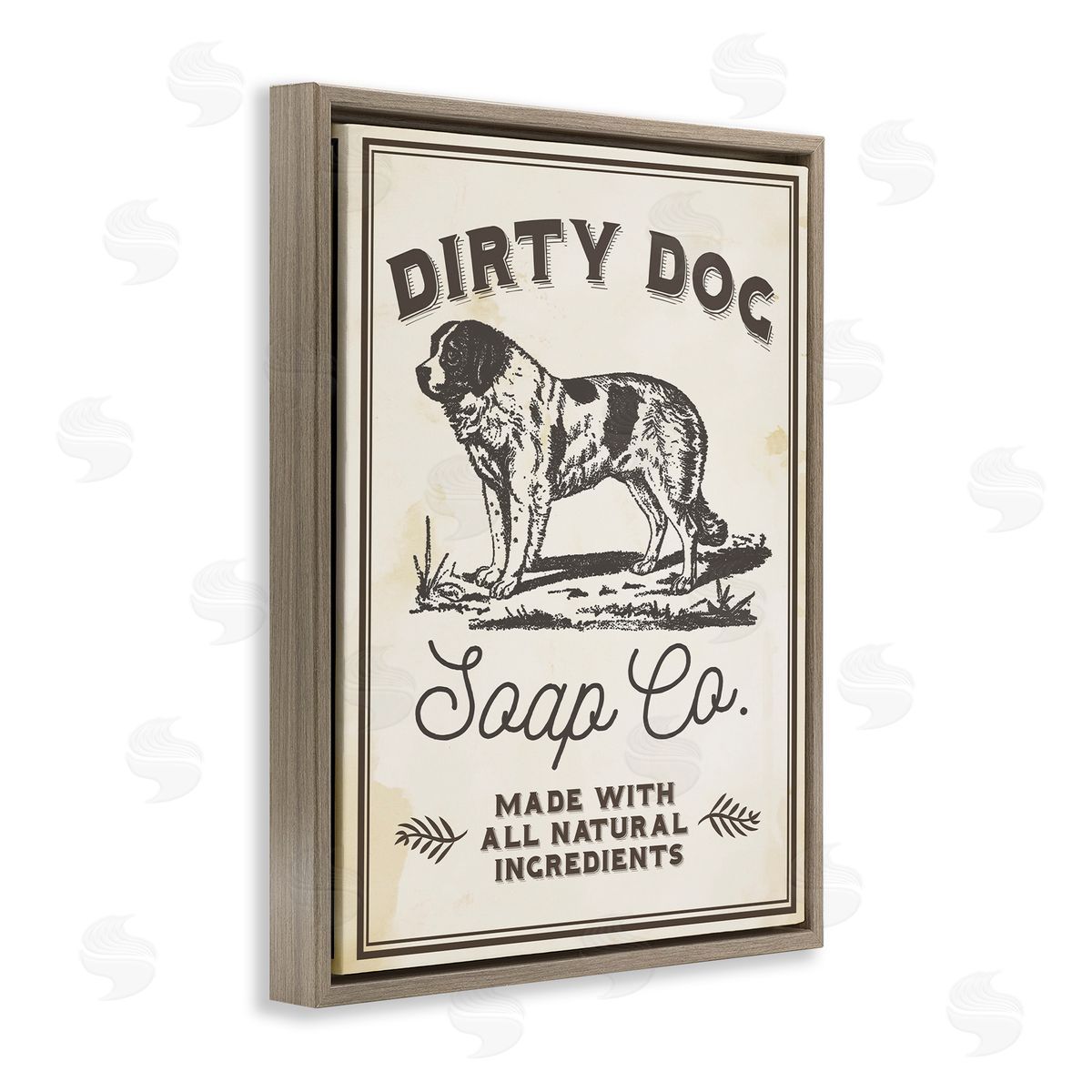 Dirty Dog Soap Vintage Sign Brown Floating Frame Canvas Wall Art, Home Decor by Stupell Studio