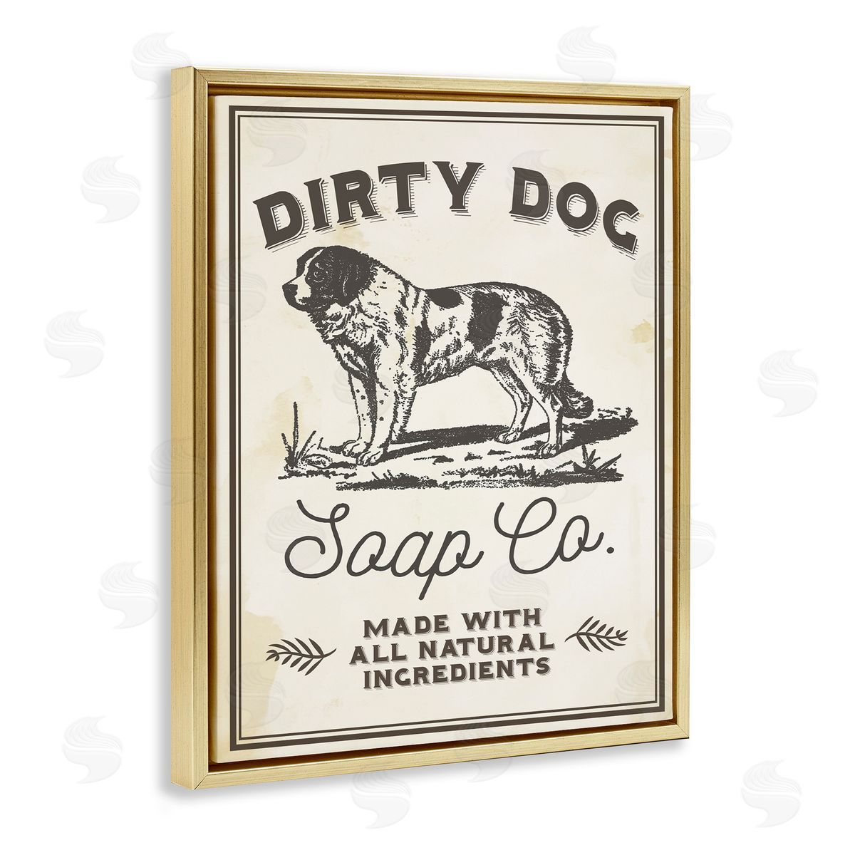 Dirty Dog Soap Vintage Sign Gold Floating Frame Canvas Wall Art, Home Decor by Stupell Studio