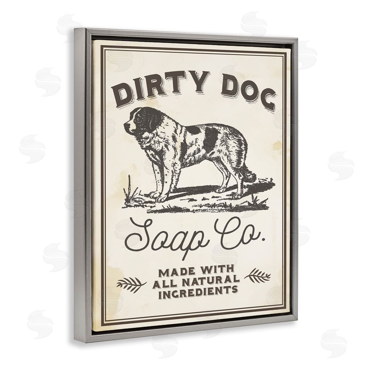 Dirty Dog Soap Vintage Sign Grey Floating Frame Canvas Wall Art, Home Decor by Stupell Studio