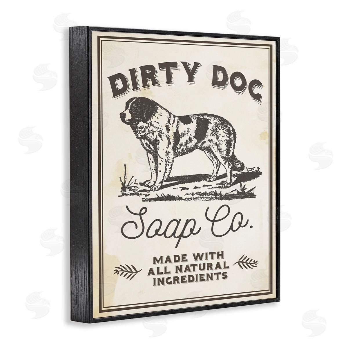 Dirty Dog Soap Vintage Sign Black Frame Print Wall Art, Home Decor by Stupell Studio