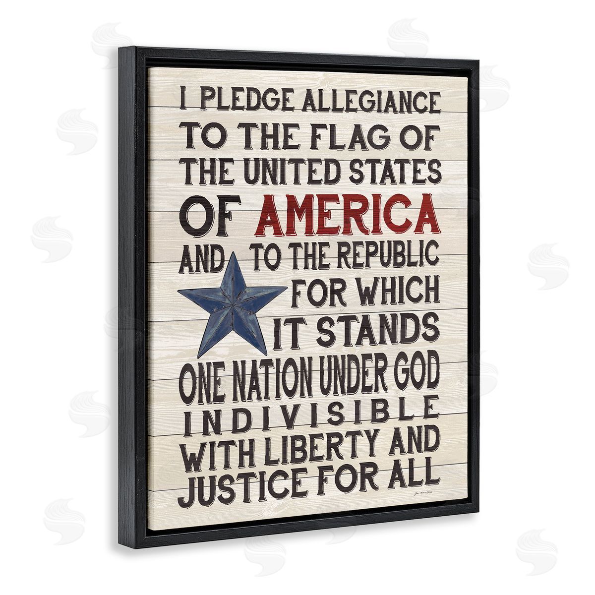 Pledge of Allegiance Patriotic Black Floating Frame Canvas Wall Art, Home Decor by Jo Moulton