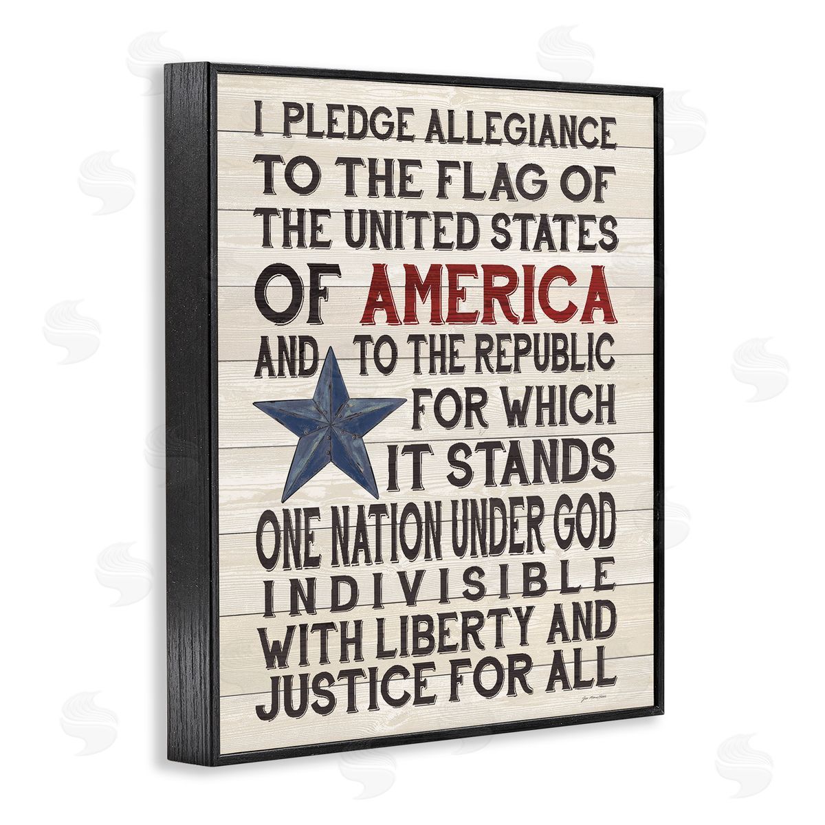 Pledge of Allegiance Patriotic Black Frame Print Wall Art, Home Decor by Jo Moulton