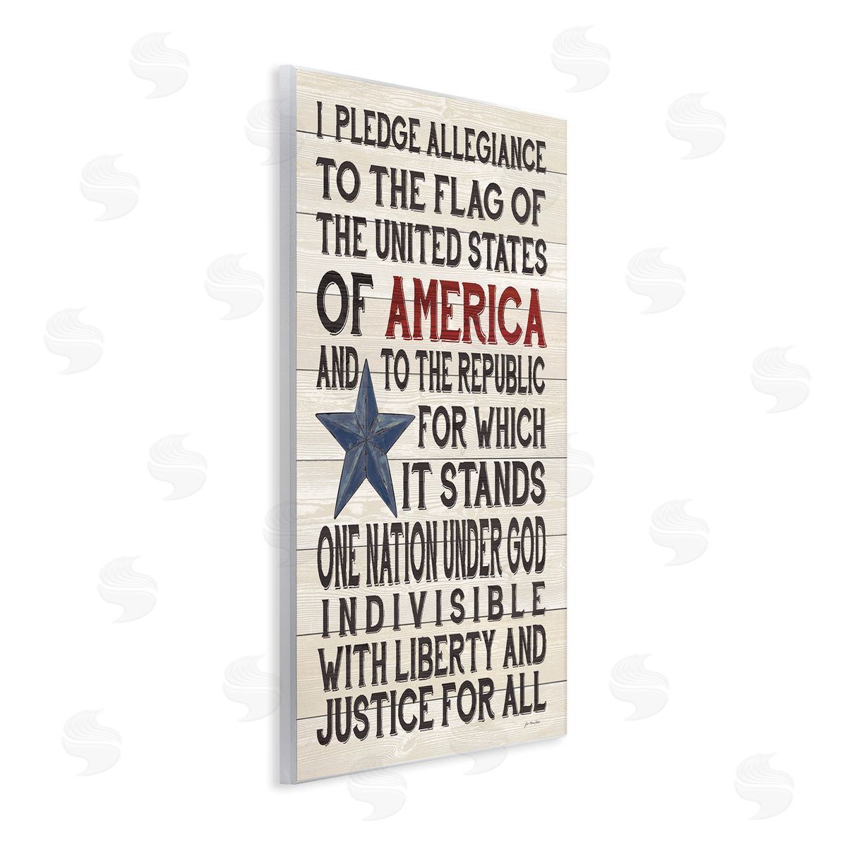 Pledge of Allegiance Patriotic Wood Plaque Wall Art, Home Decor by Jo Moulton