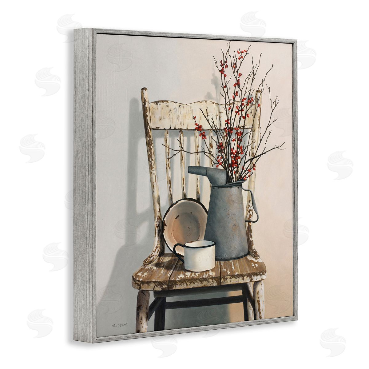 Vintage Rustic Still Life Grey Frame Print Wall Art, Home Decor by Cecile Baird