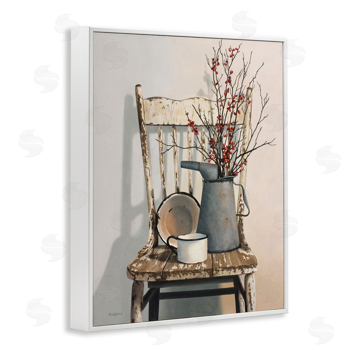 Vintage Rustic Still Life White Frame Print Wall Art, Home Decor by Cecile Baird