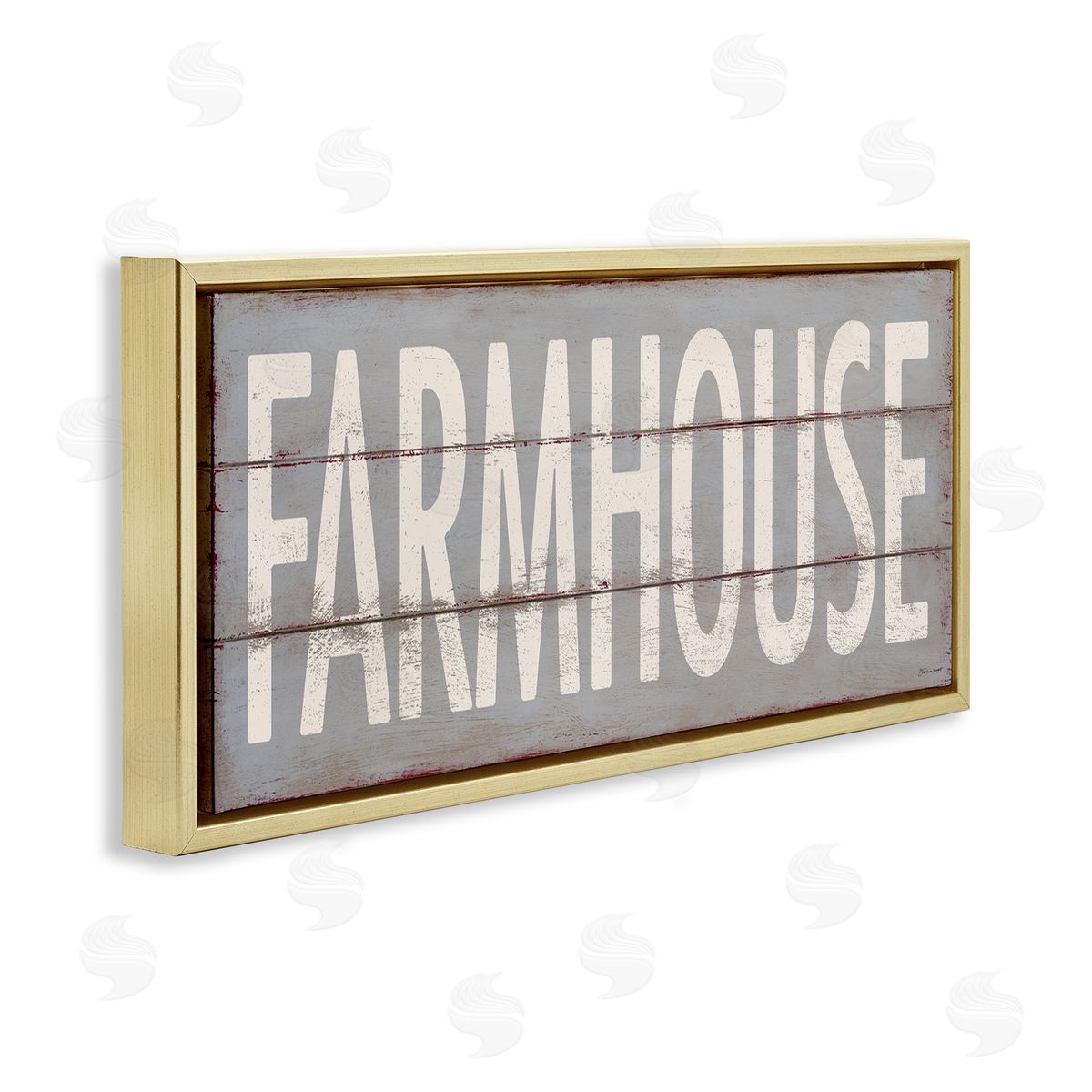 Farmhouse Rustic Planked Design Gold Floating Frame Canvas Wall Art, Home Decor by Stephanie Workman Marrott