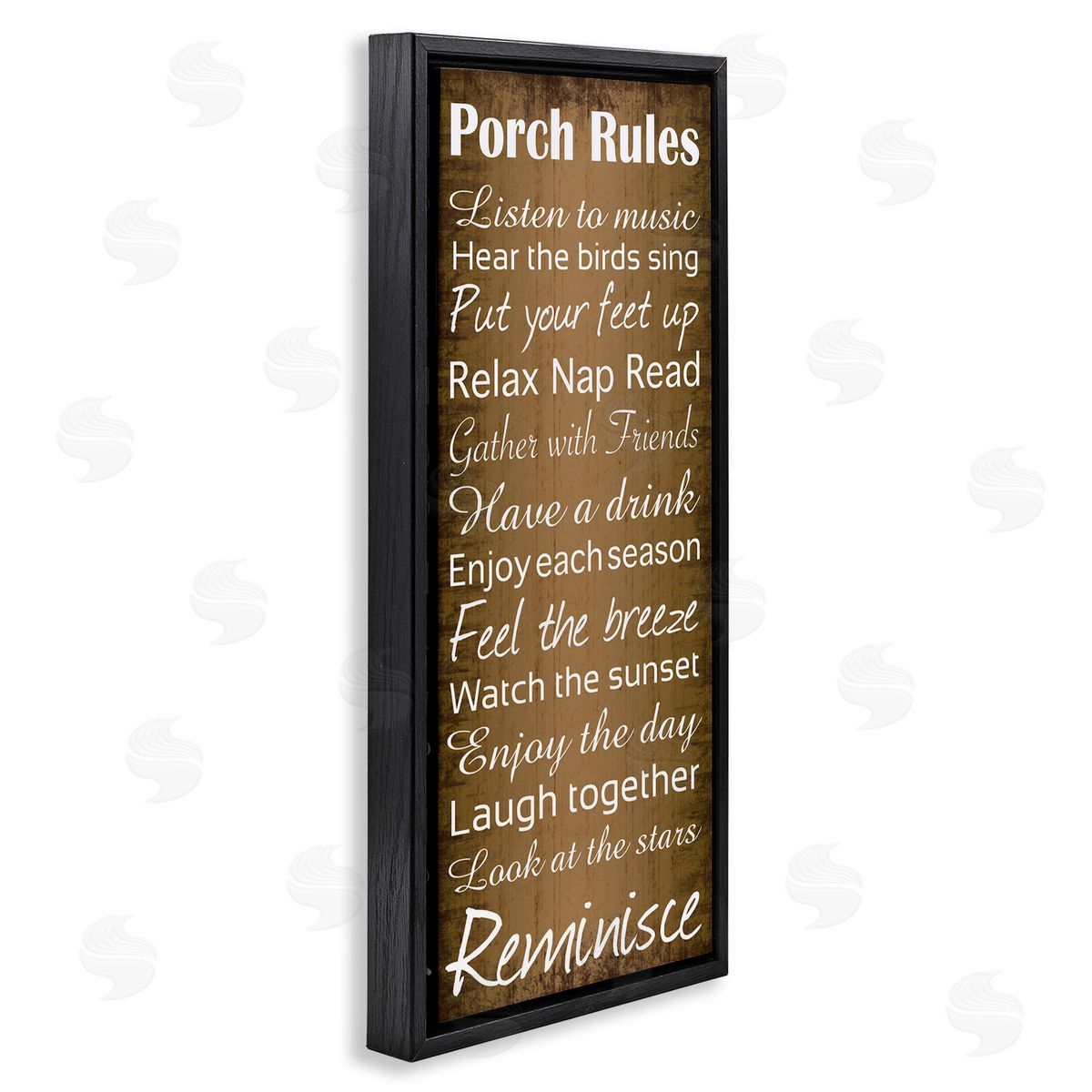Porch Rules Country Rustic Black Floating Frame Canvas Wall Art, Home Decor by Lauren Gibbons