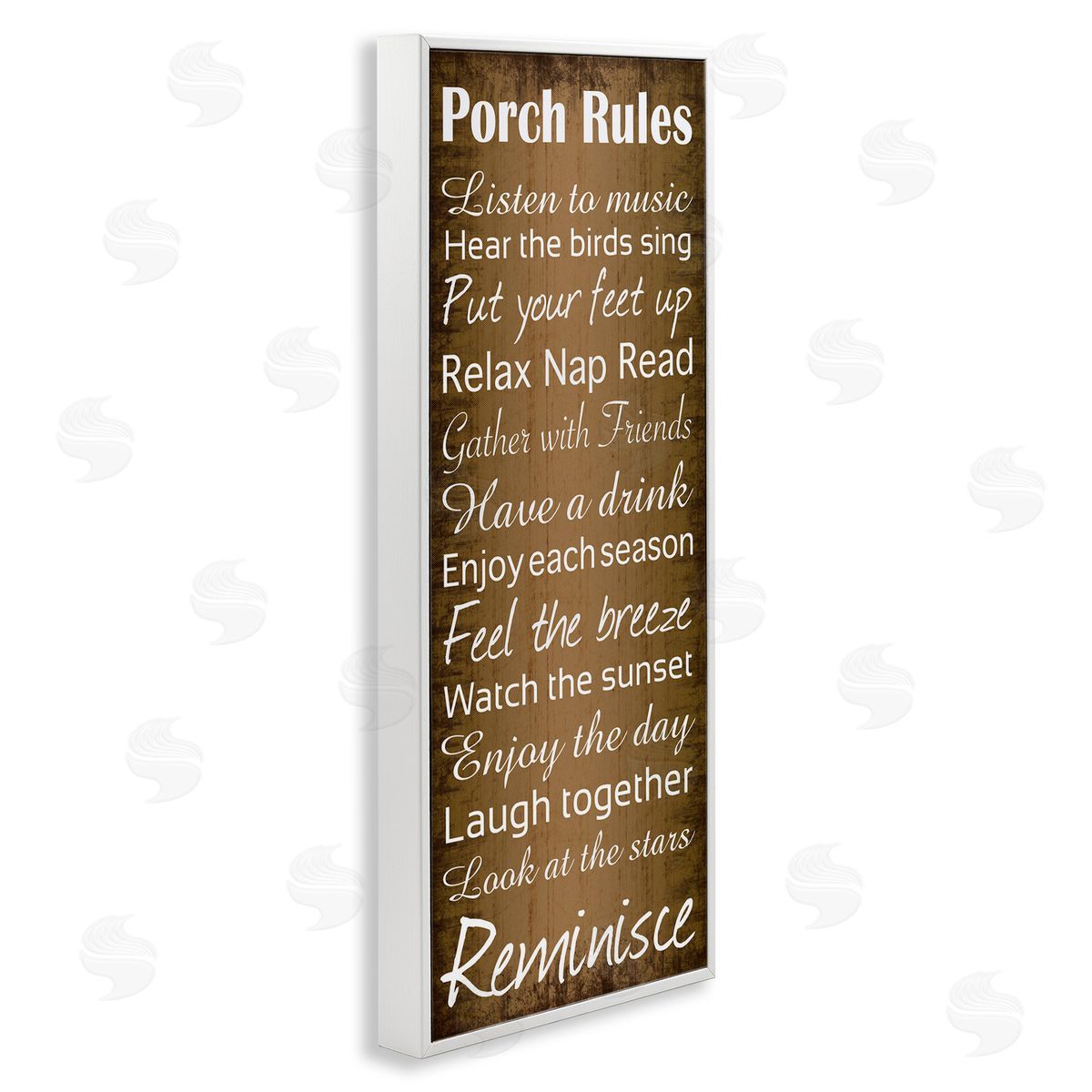 Porch Rules Country Rustic White Frame Print Wall Art, Home Decor by Lauren Gibbons