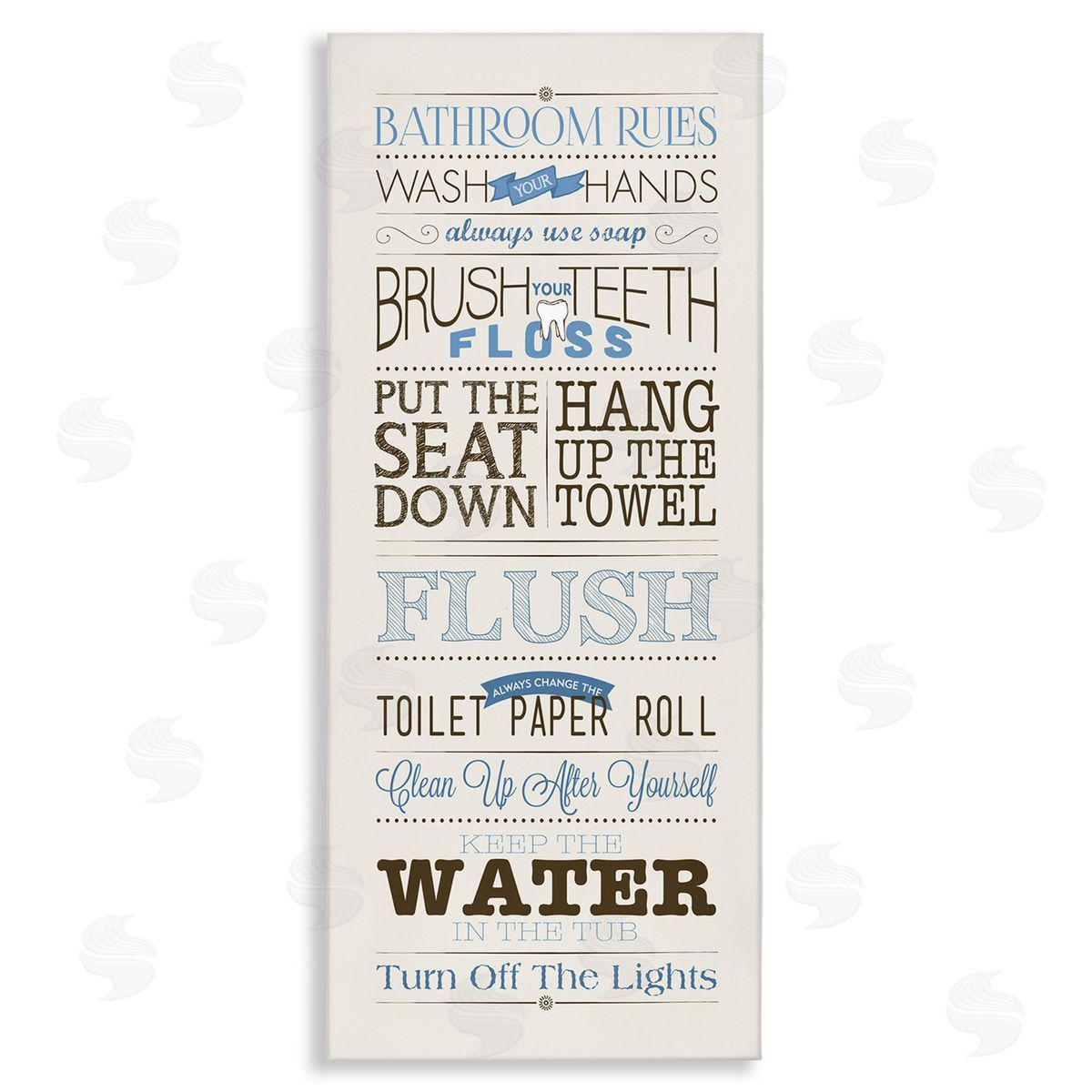 Bathroom Rules Vintage List Canvas Wall Art, Home Decor by Stephanie Workman Marrott