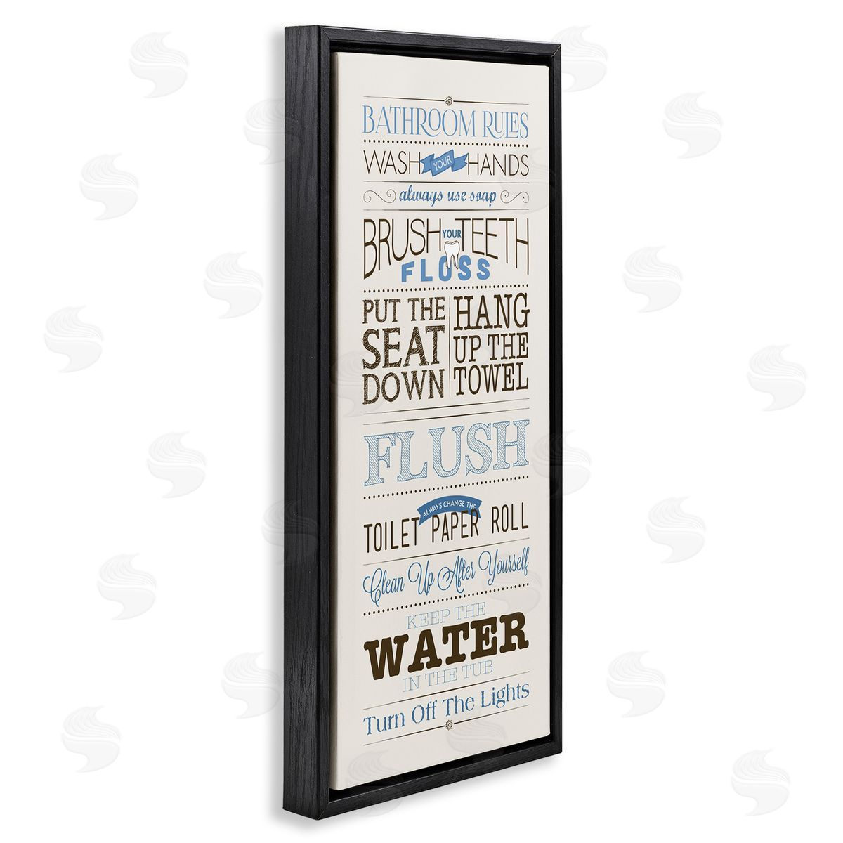 Bathroom Rules Vintage List Black Floating Frame Canvas Wall Art, Home Decor by Stephanie Workman Marrott