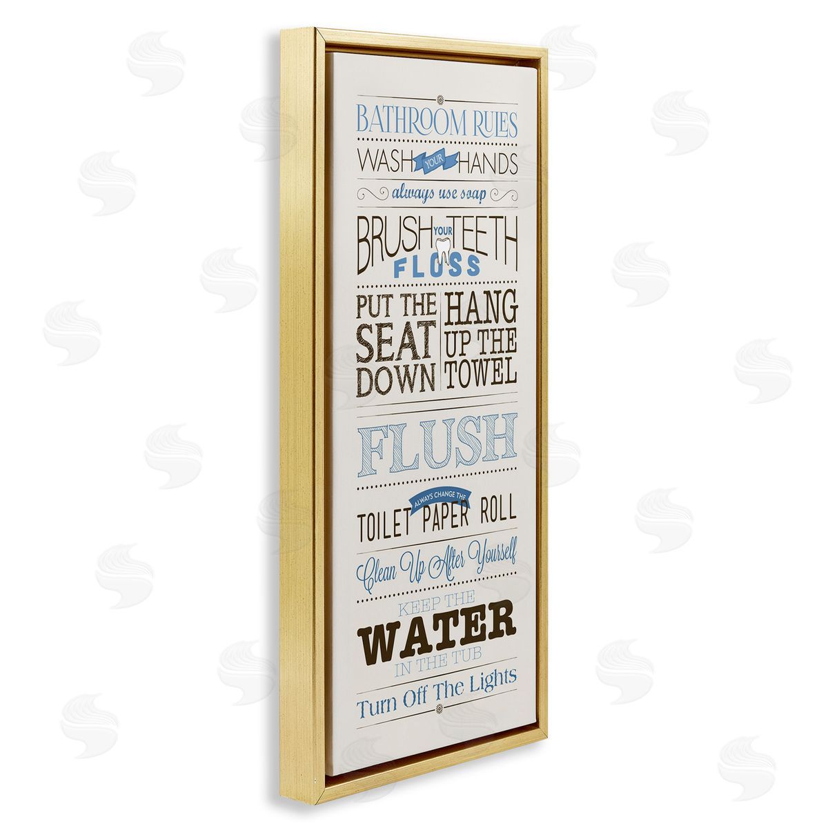 Bathroom Rules Vintage List Gold Floating Frame Canvas Wall Art, Home Decor by Stephanie Workman Marrott