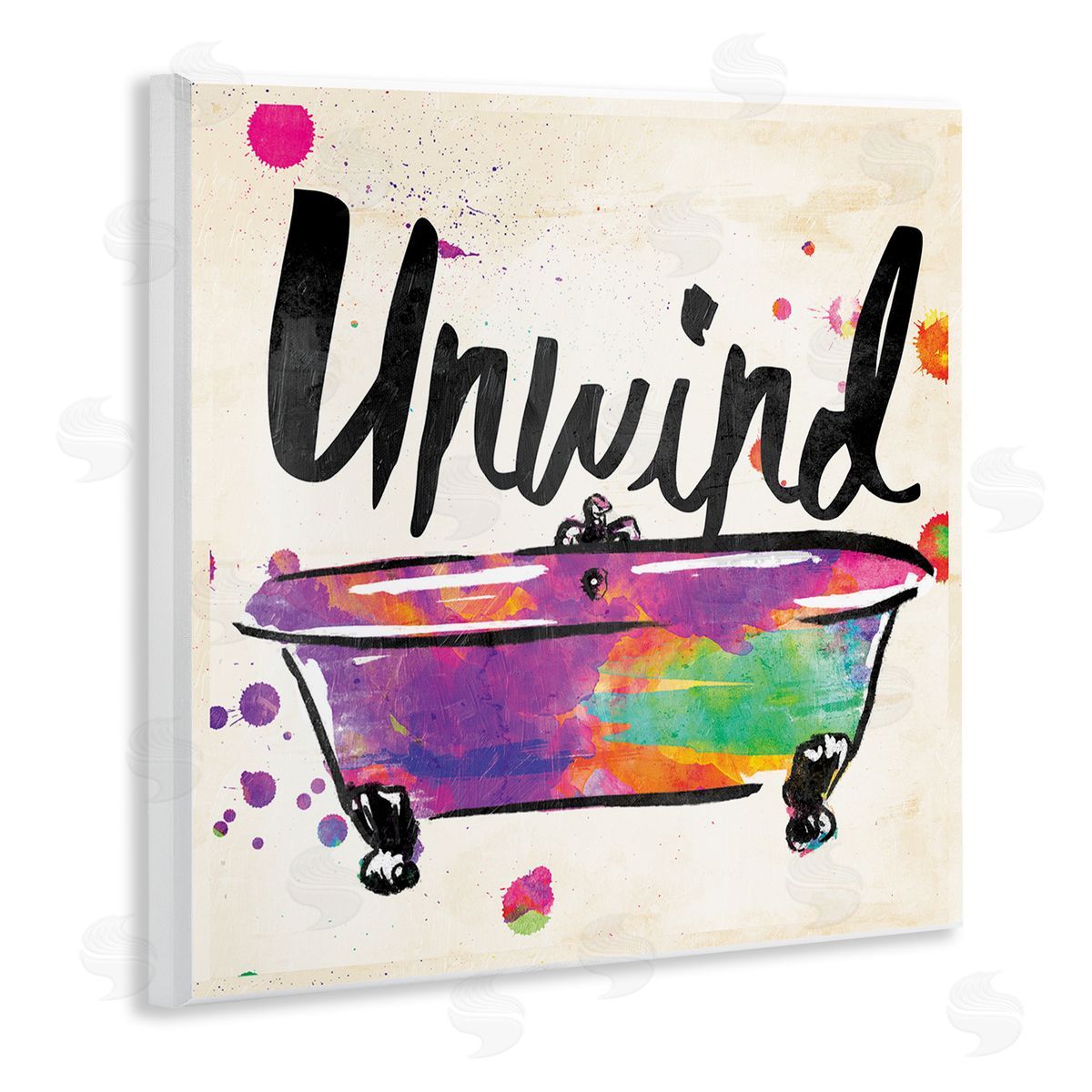 Unwind Rainbow Colors Icon Bath Wood Plaque Wall Art, Home Decor by Jace Grey
