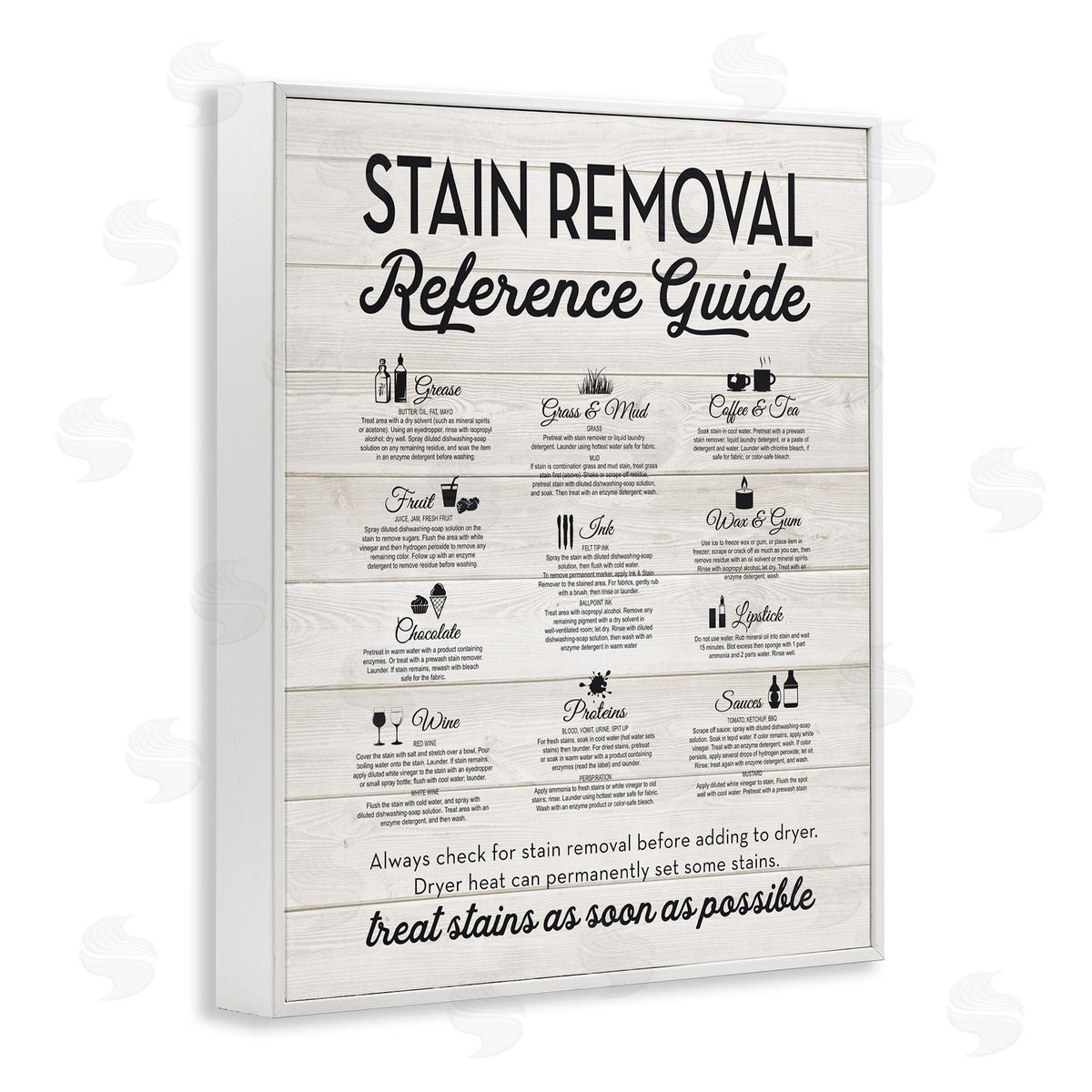 Stain Removal Reference Guide White Frame Print Wall Art, Home Decor by Lettered and Lined