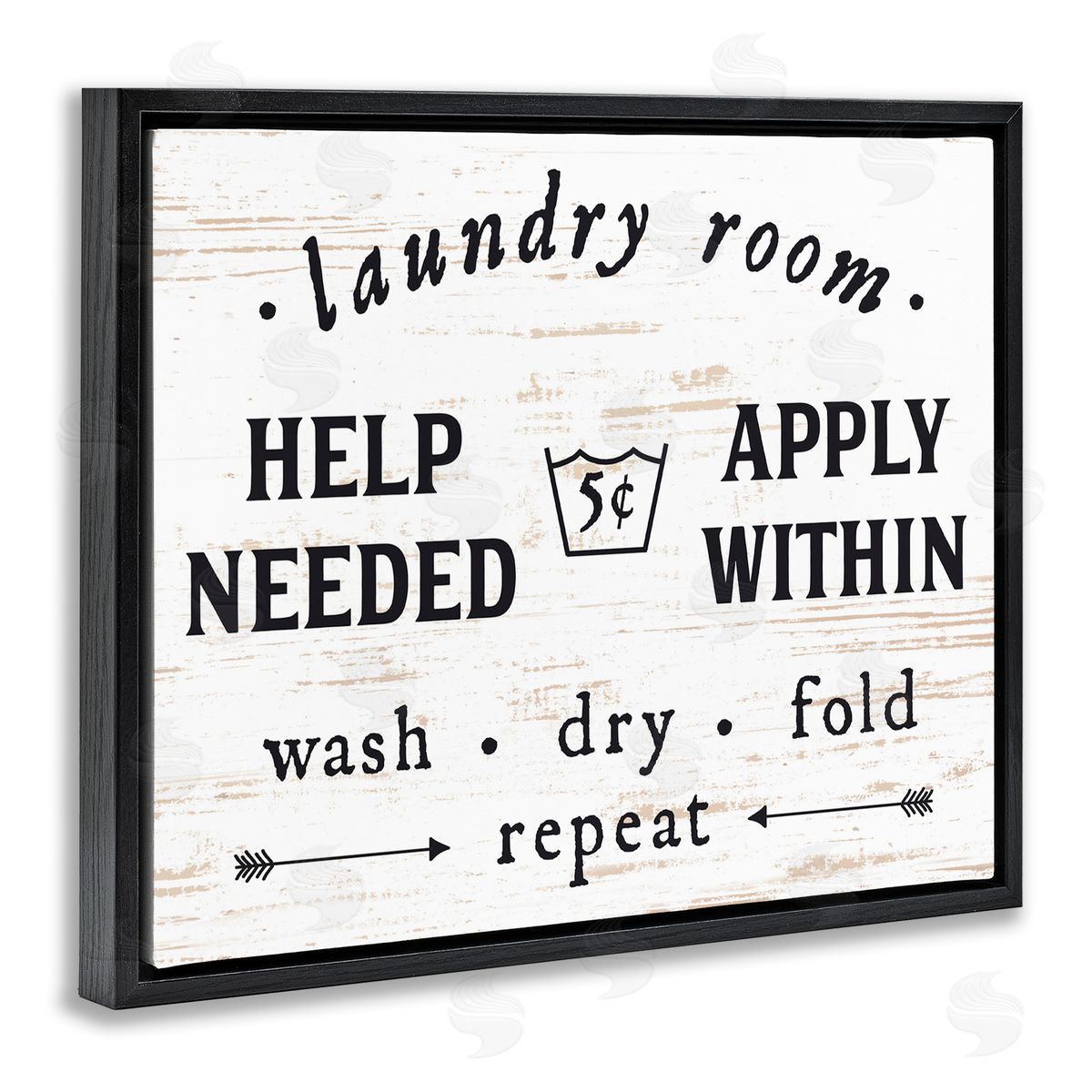 Laundry Room Help Needed Black Floating Frame Canvas Wall Art, Home Decor by Lettered and Lined