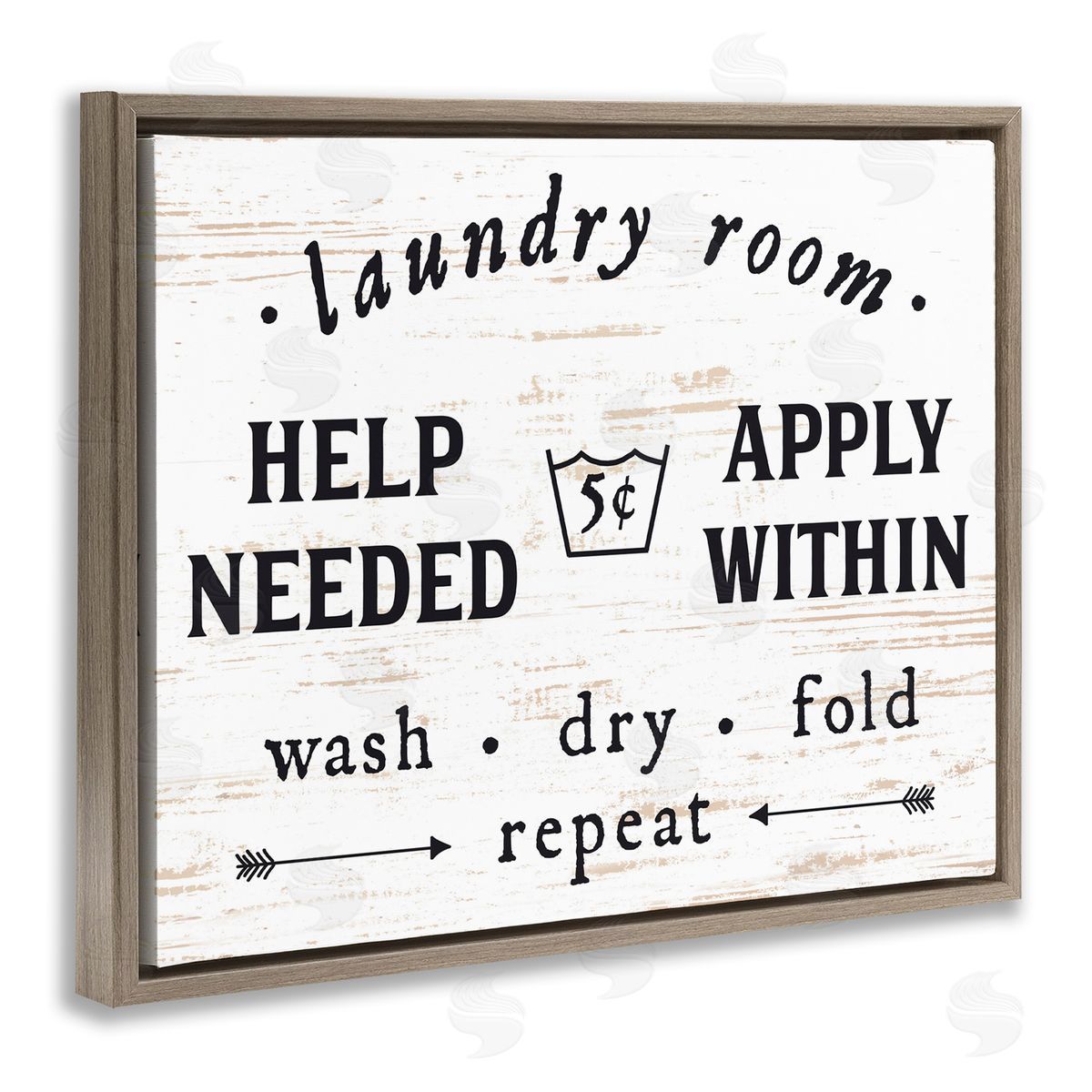 Laundry Room Help Needed Brown Floating Frame Canvas Wall Art, Home Decor by Lettered and Lined