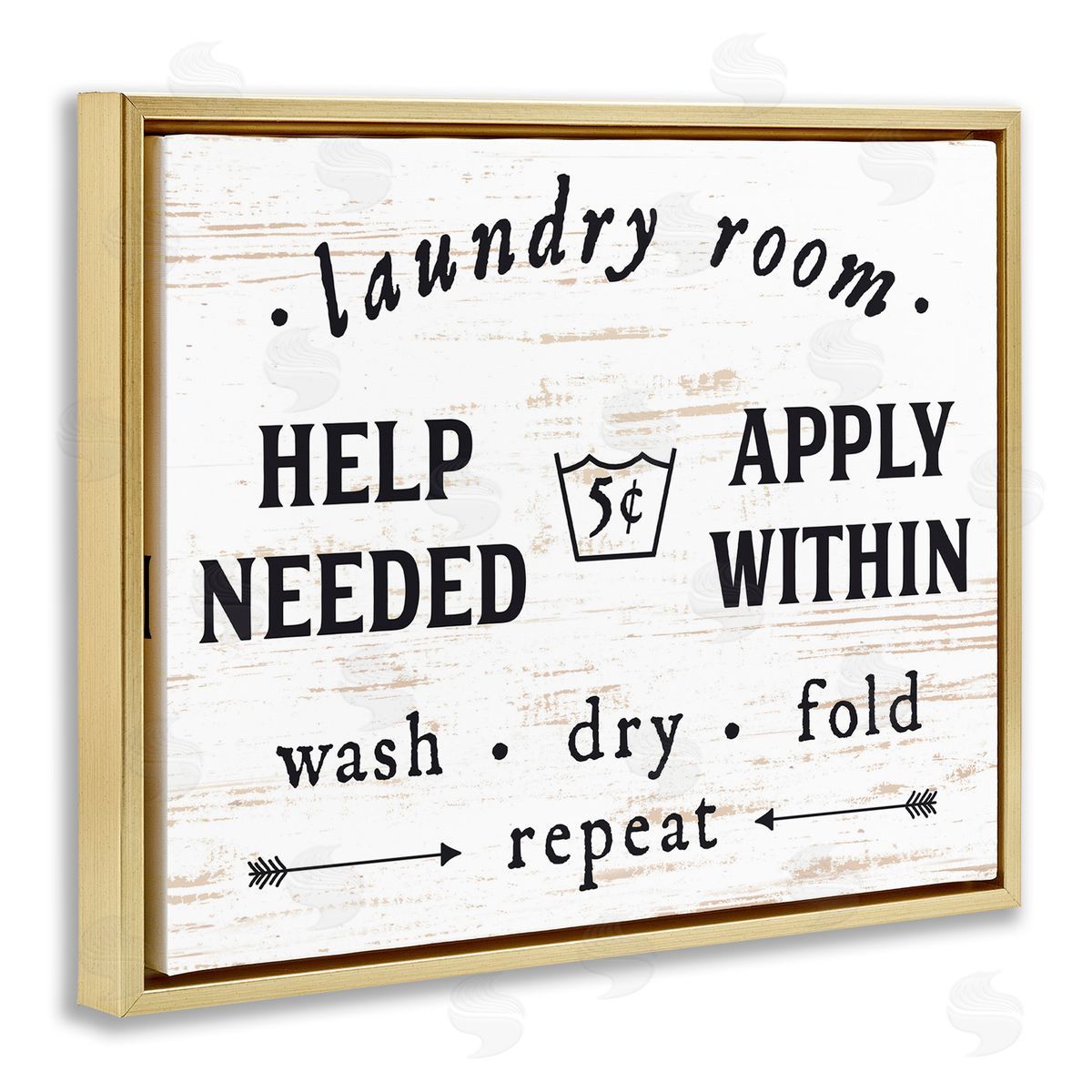 Laundry Room Help Needed Gold Floating Frame Canvas Wall Art, Home Decor by Lettered and Lined