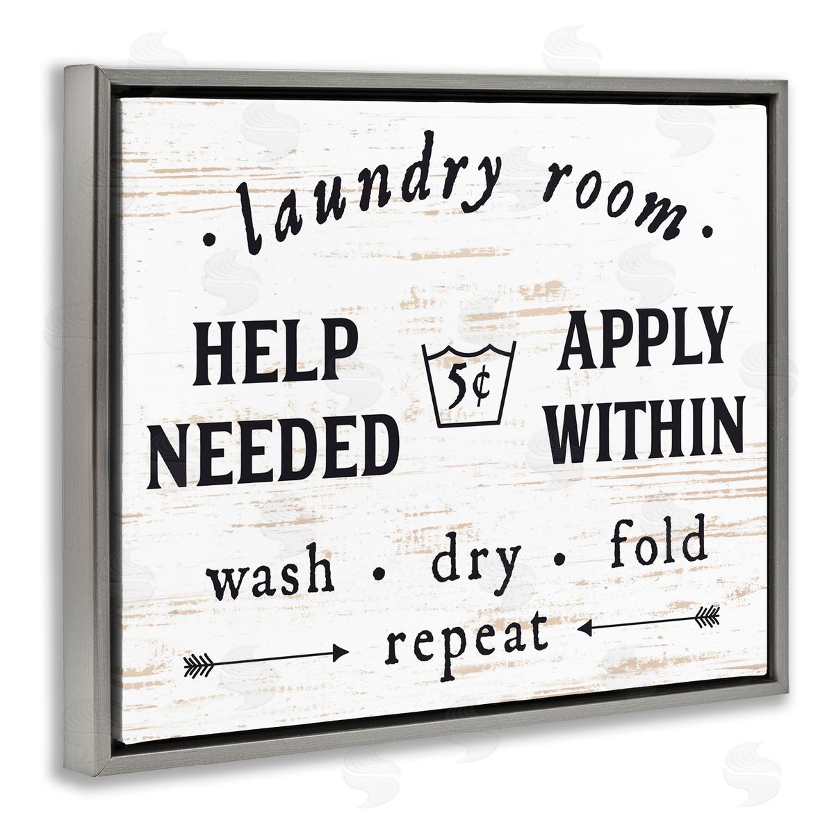 Laundry Room Help Needed Grey Floating Frame Canvas Wall Art, Home Decor by Lettered and Lined