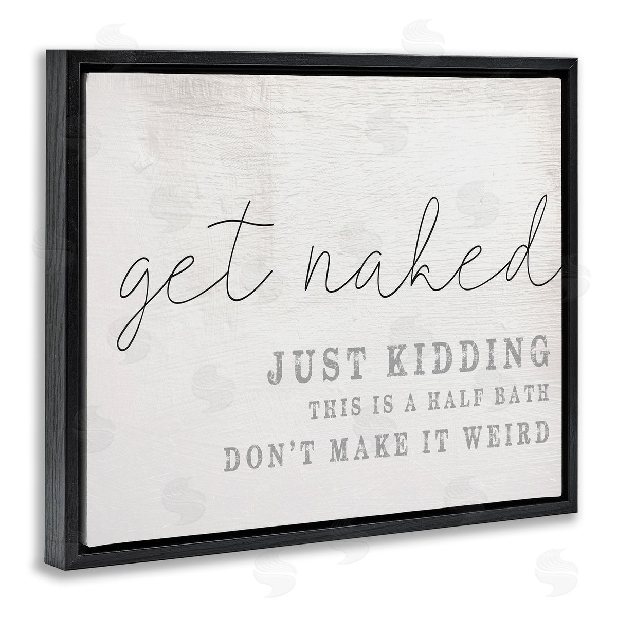 Get Naked Half Bath Humor Black Floating Frame Canvas Wall Art, Home Decor by Stupell Studio