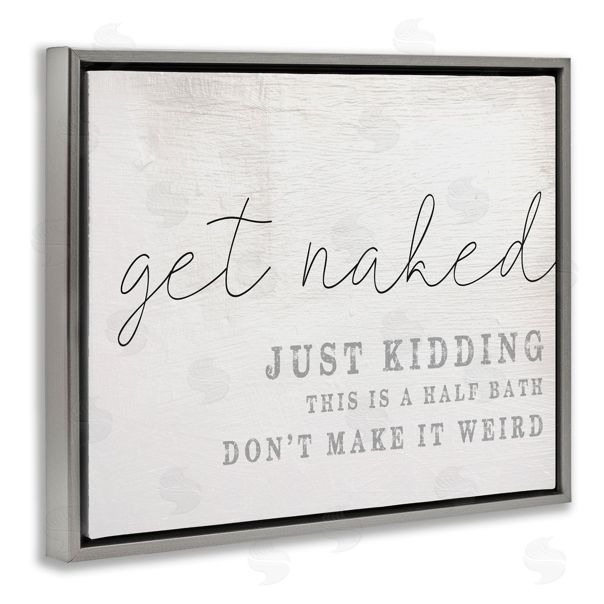 Get Naked Half Bath Humor Grey Floating Frame Canvas Wall Art, Home Decor by Stupell Studio