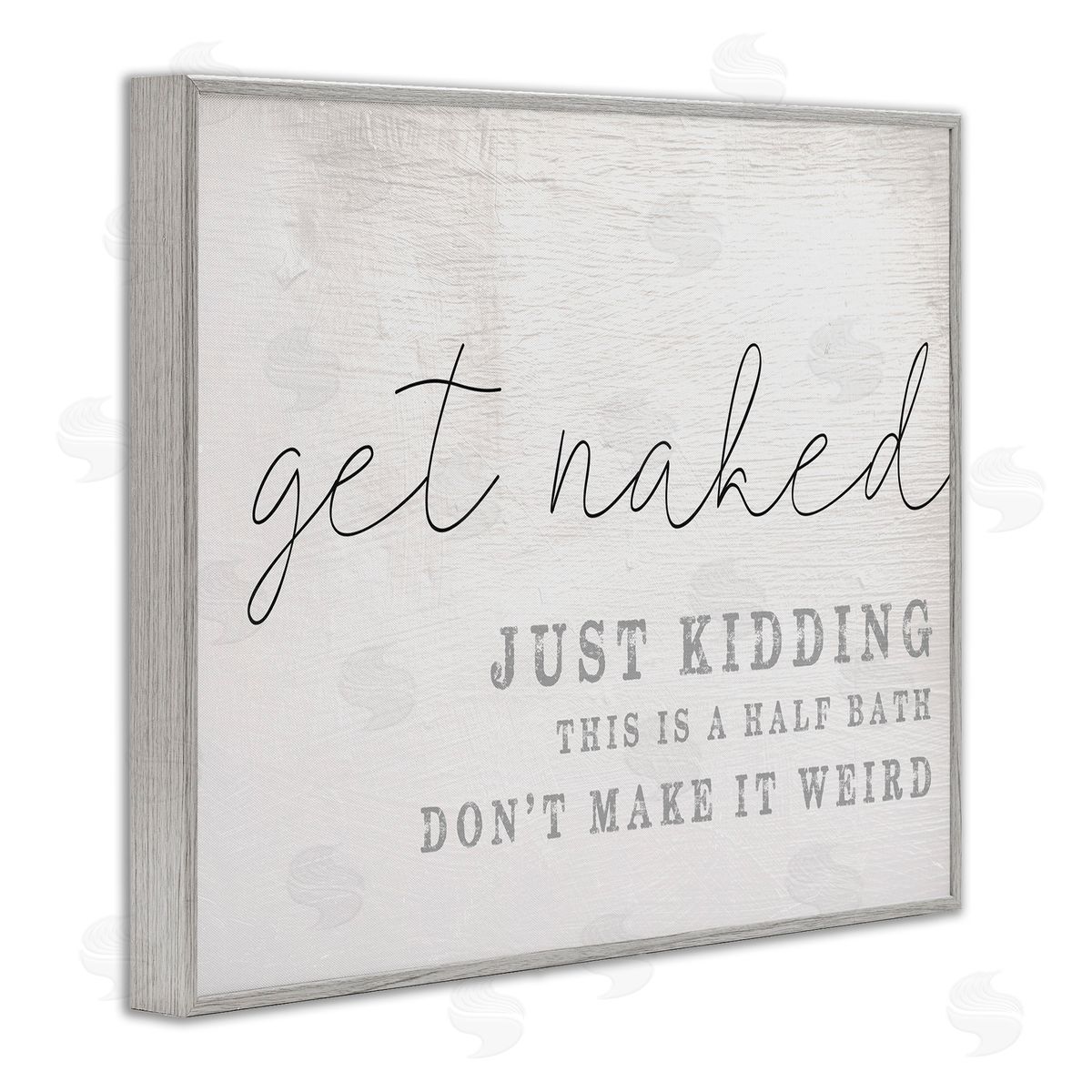 Get Naked Half Bath Humor Grey Frame Print Wall Art, Home Decor by Stupell Studio