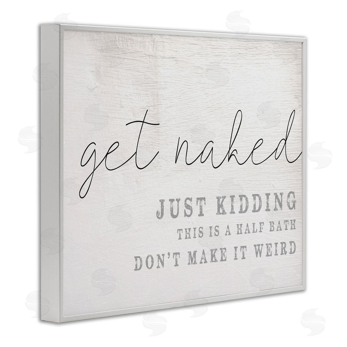 Get Naked Half Bath Humor White Frame Print Wall Art, Home Decor by Stupell Studio