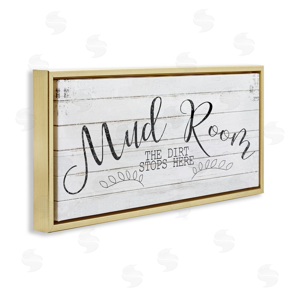 Mud Room Dirt Stops Here Gold Floating Frame Canvas Wall Art, Home Decor by Kimberly Allen