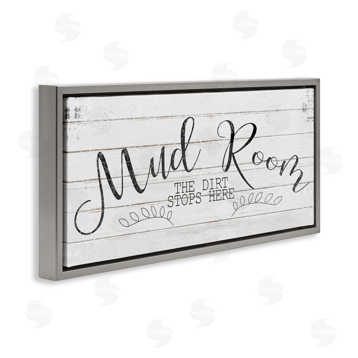 Mud Room Dirt Stops Here Grey Floating Frame Canvas Wall Art, Home Decor by Kimberly Allen