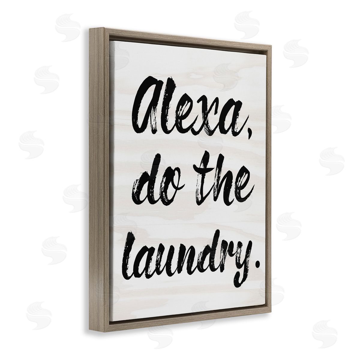 Alexa Do Laundry Funny Brown Floating Frame Canvas Wall Art, Home Decor by Stupell Studio