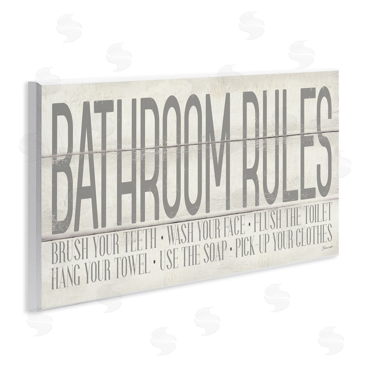 Planked Style Bathroom Rules Wood Plaque Wall Art, Home Decor by Stephanie Workman Marrott