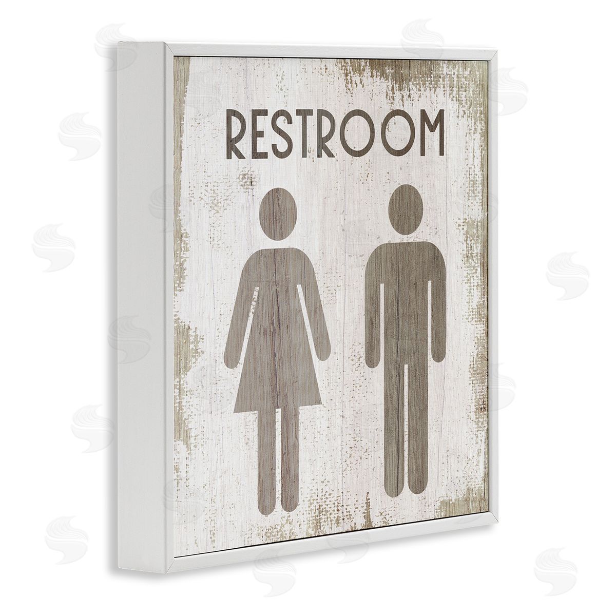 Vintage Restroom People Silhouettes White Frame Print Wall Art, Home Decor by Stupell Studio