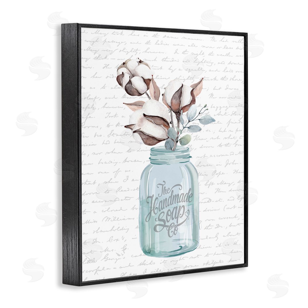 Handmade Soap Jar & Cotton Flower Black Frame Print Wall Art, Home Decor by Lettered and Lined