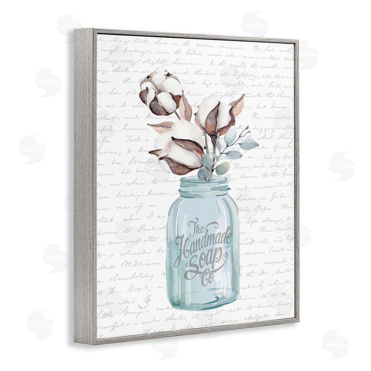 Handmade Soap Jar & Cotton Flower Grey Frame Print Wall Art, Home Decor by Lettered and Lined