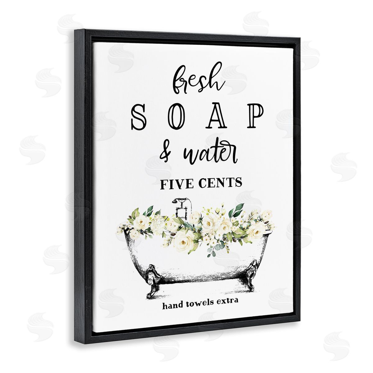 Fresh Soap & Water Bath Tub Black Floating Frame Canvas Wall Art, Home Decor by Lettered and Lined