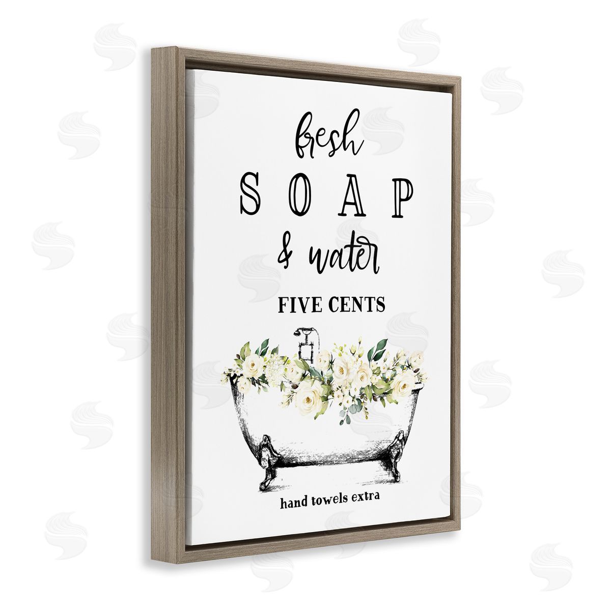 Fresh Soap & Water Bath Tub Brown Floating Frame Canvas Wall Art, Home Decor by Lettered and Lined