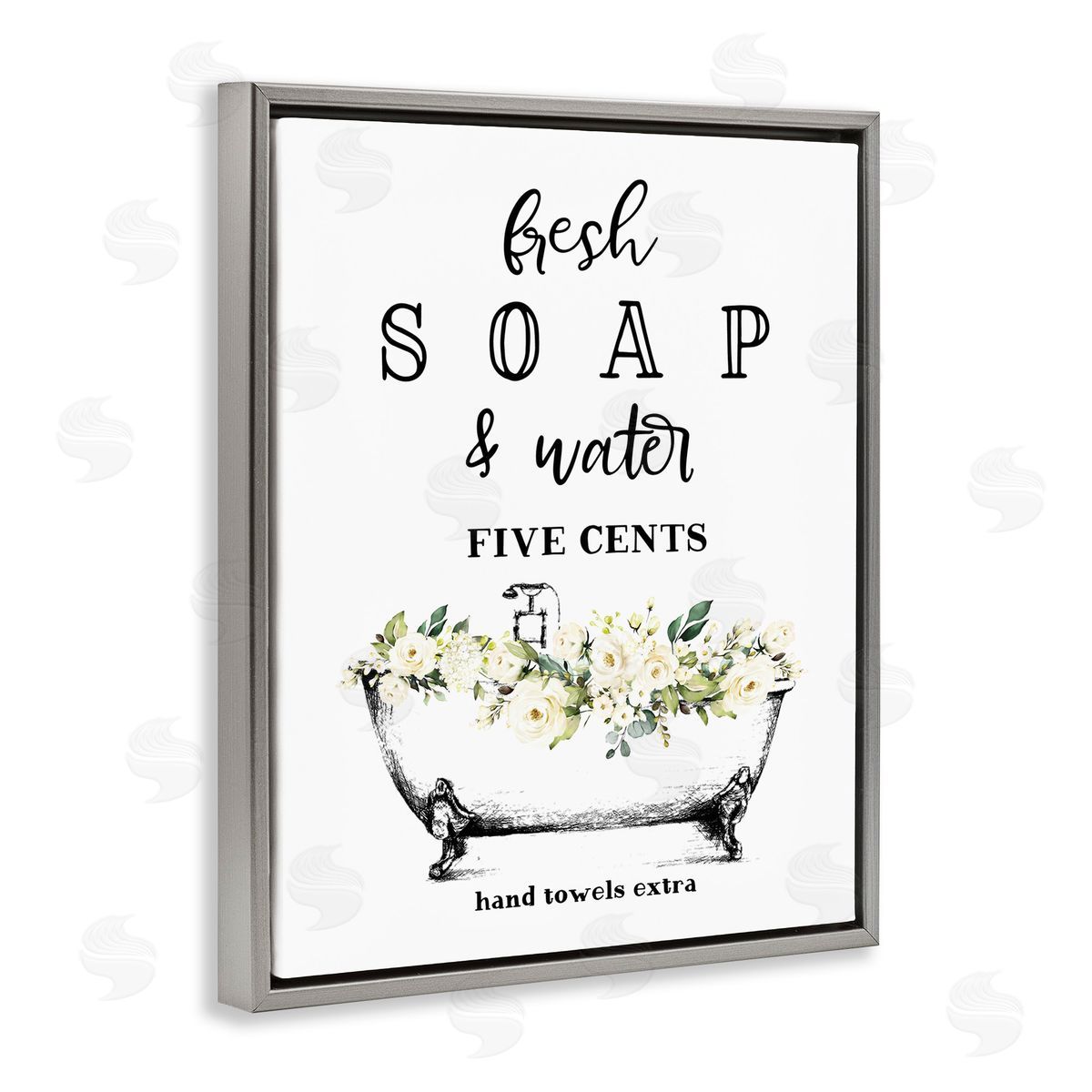 Fresh Soap & Water Bath Tub Grey Floating Frame Canvas Wall Art, Home Decor by Lettered and Lined