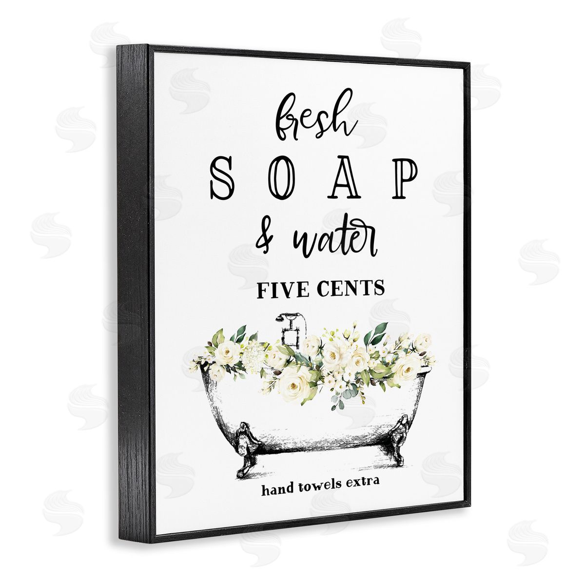 Fresh Soap & Water Bath Tub Black Frame Print Wall Art, Home Decor by Lettered and Lined