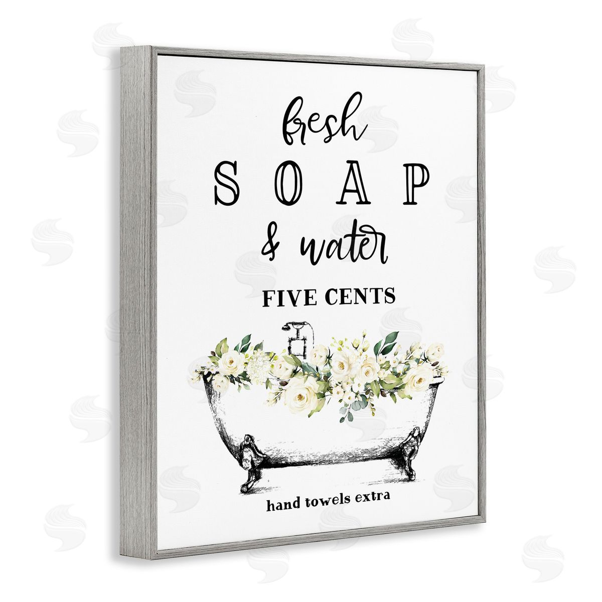 Fresh Soap & Water Bath Tub Grey Frame Print Wall Art, Home Decor by Lettered and Lined