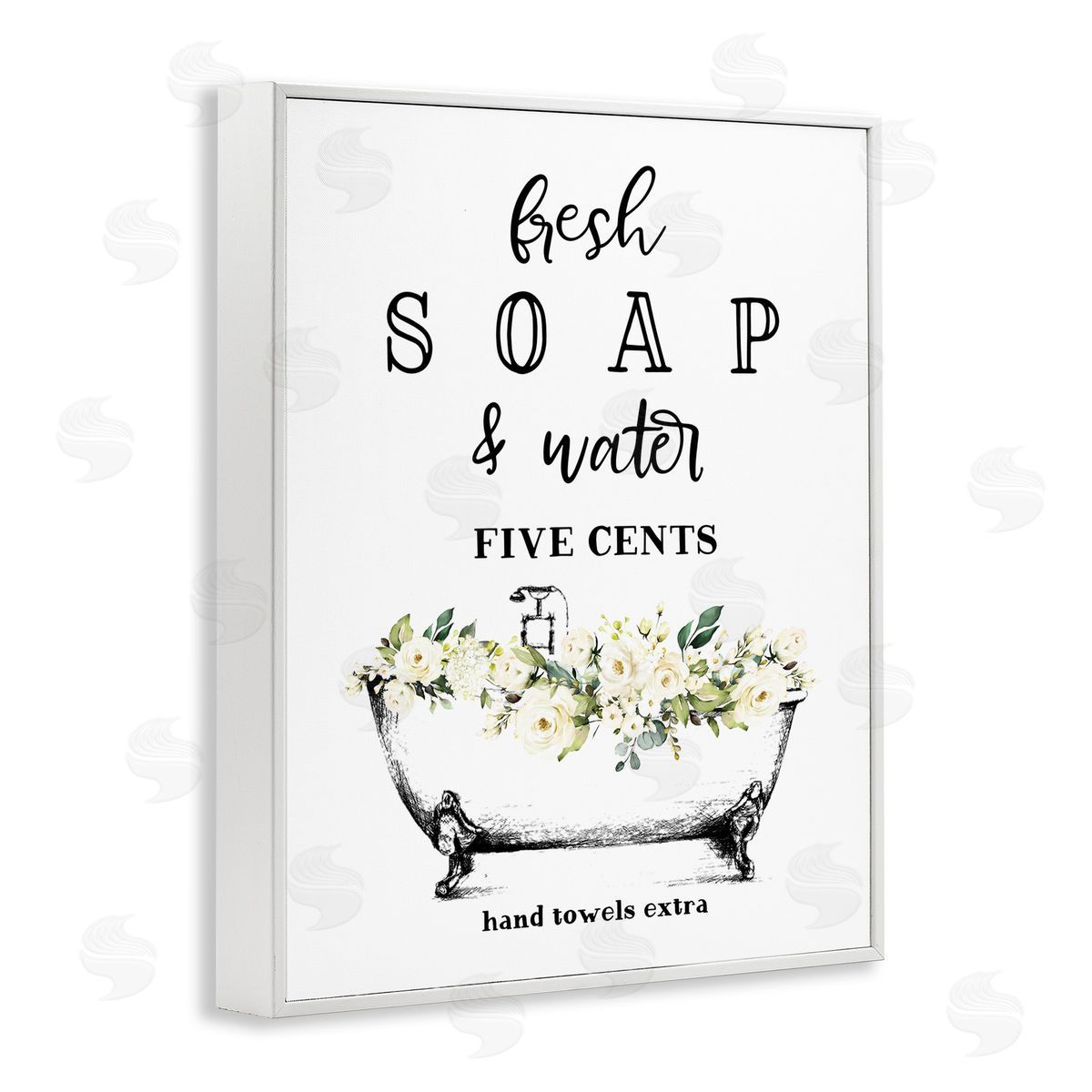 Fresh Soap & Water Bath Tub White Frame Print Wall Art, Home Decor by Lettered and Lined