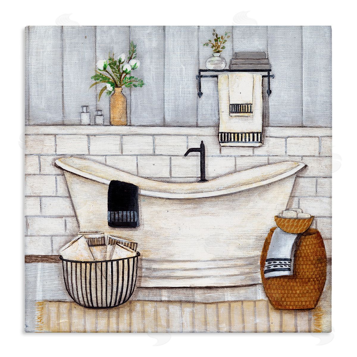 Bathroom Farmhouse Style Tub Canvas Wall Art, Home Decor by Yellow Café