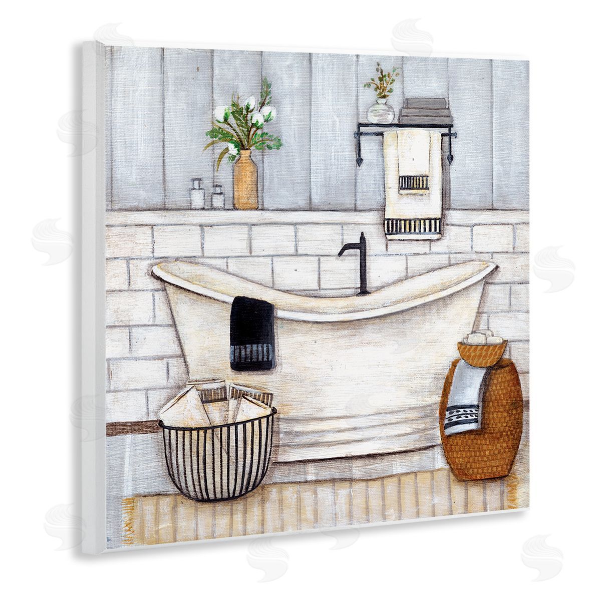 Bathroom Farmhouse Style Tub Wood Plaque Wall Art, Home Decor by Yellow Café