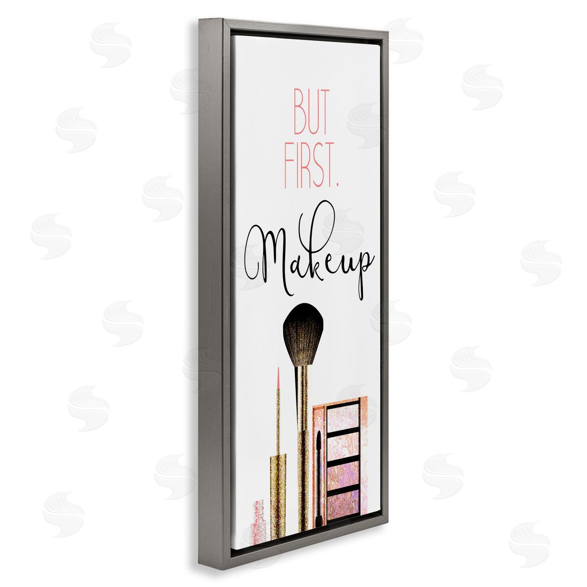 First Makeup Modern Beauty Grey Floating Frame Canvas Wall Art, Home Decor by Kimberly Allen
