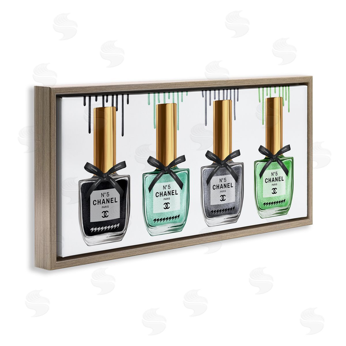 Makeup Collection Nail Polish Brown Floating Frame Canvas Wall Art, Home Decor by Ziwei Li