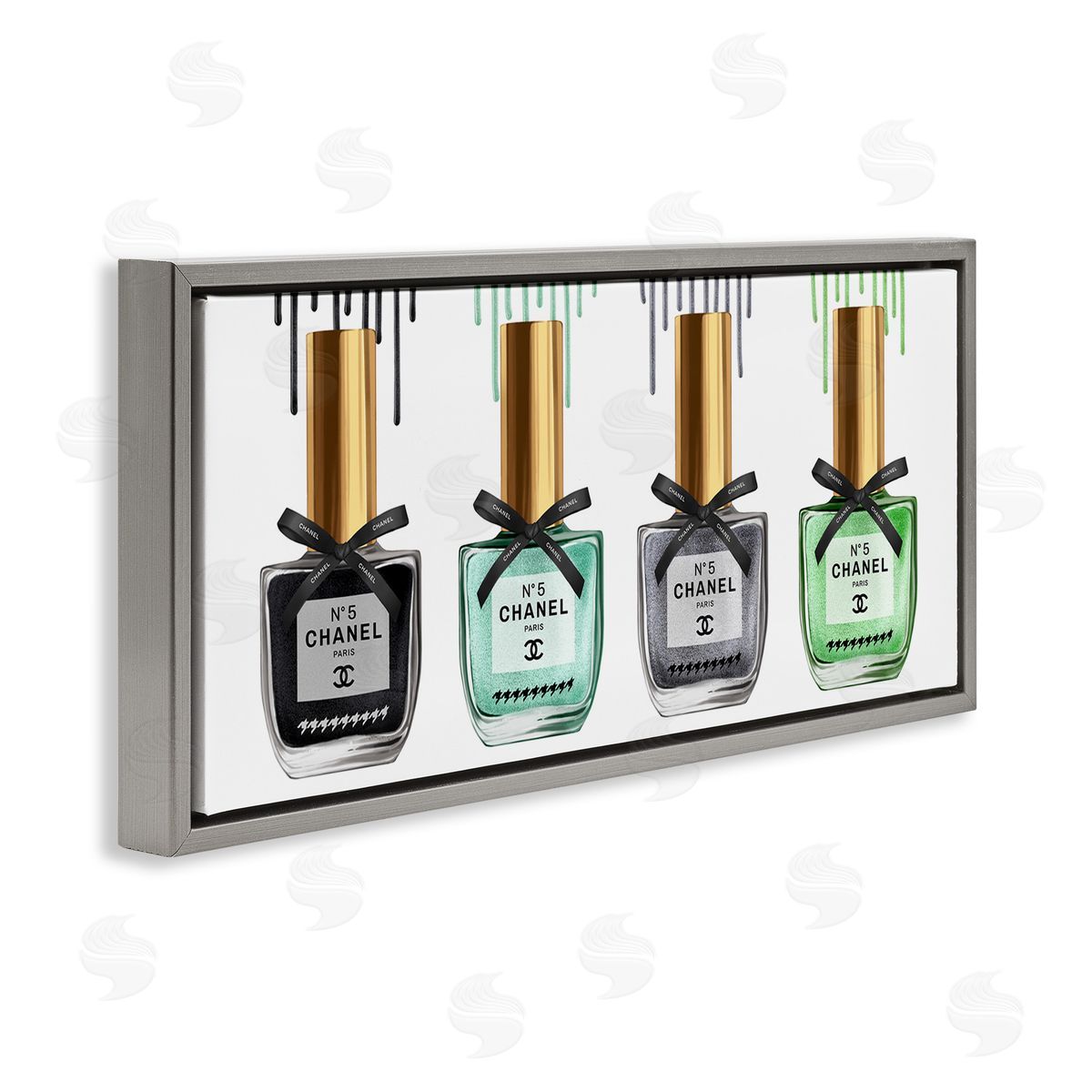 Makeup Collection Nail Polish Grey Floating Frame Canvas Wall Art, Home Decor by Ziwei Li