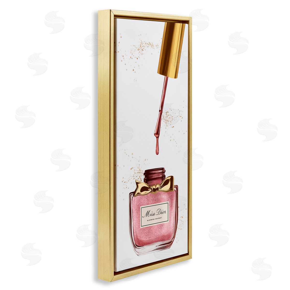 Makeup Nail Polish Brush Gold & Pink Gold Floating Frame Canvas Wall Art, Home Decor by Ziwei Li