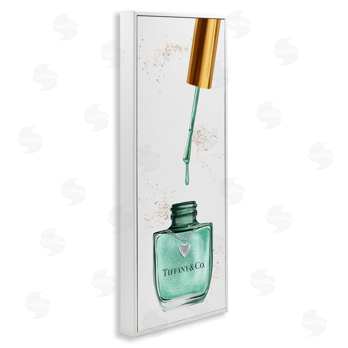 Cyan Makeup Nail Polish Brush White Frame Print Wall Art, Home Decor by Ziwei Li