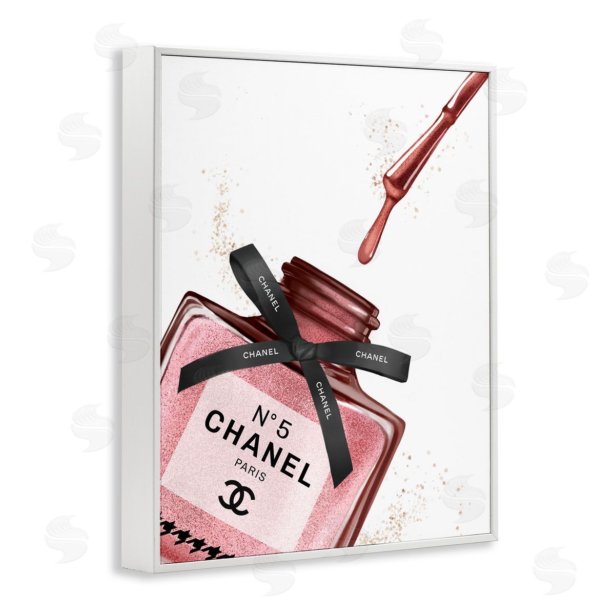 Makeup Nail Polish Brush Drip White Frame Print Wall Art, Home Decor by Ziwei Li