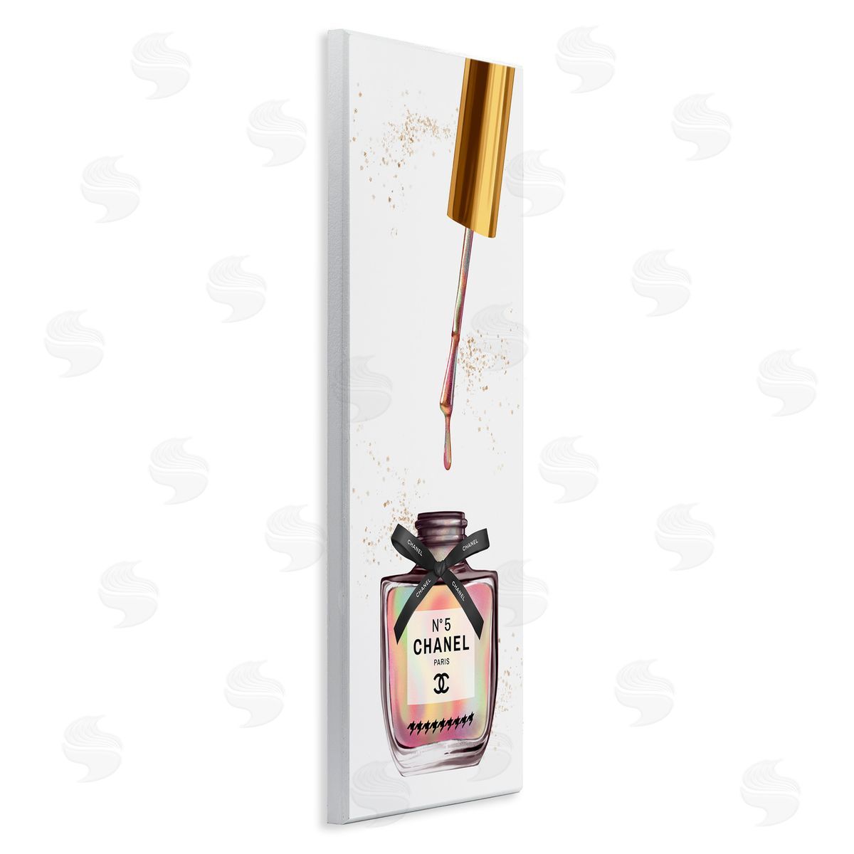 Makeup Nail Polish Brush Rainbow & Gold Wood Plaque Wall Art, Home Decor by Ziwei Li