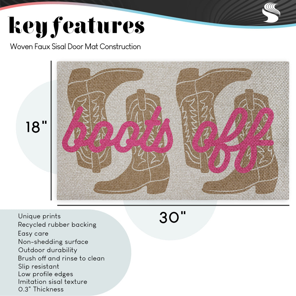 Stupell Studio Pink Cowgirl Boots Outdoor Faux Sisal Door Mat