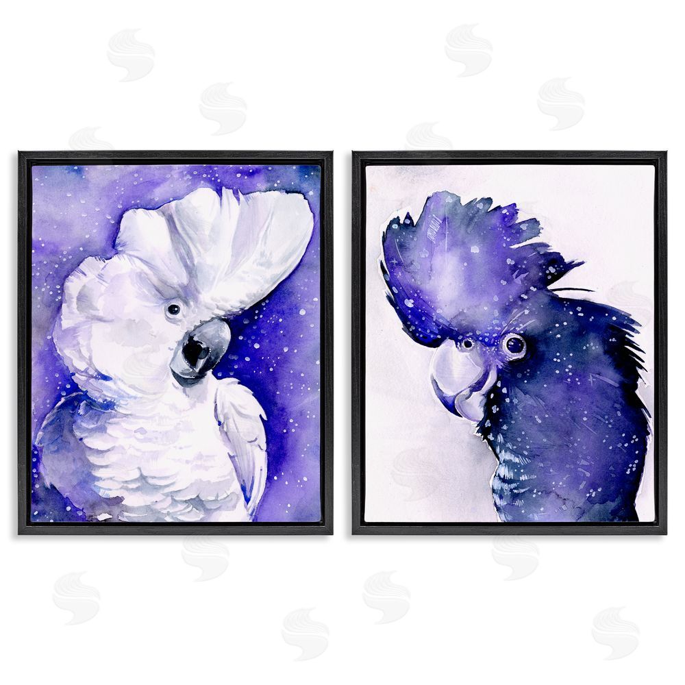 Jennifer Paxton Parker Space Birds Purple Watercolor Black Floating Frame Canvas Wall Art Print